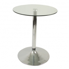 GLASS (10 MM.) WITH METAL CHROMED LEG. 60x60x75